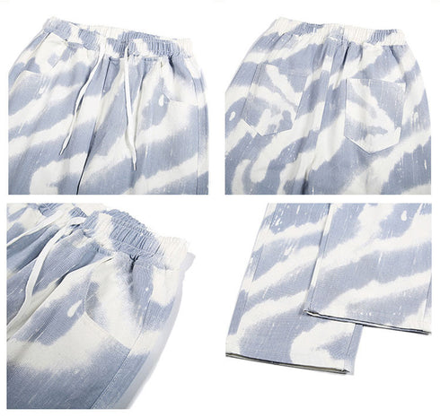 Men's Loose Wide Leg Fashion Straight Fit Drawstring Denim Jeans