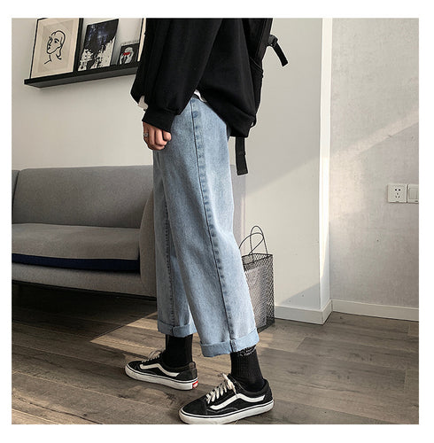 Men's Loose Wide Leg Straight Denim Jeans Pants