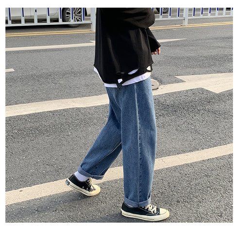 Men's Loose Wide Leg Straight Denim Jeans Pants