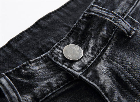 Men's Mid Rise Regular Denim Retro Ripped Stretchy Jeans Shorts