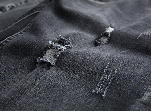 Men's Mid Rise Regular Denim Retro Ripped Stretchy Jeans Shorts