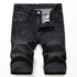 Men's Mid Rise Regular Denim Retro Ripped Stretchy Jeans Shorts