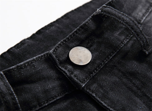 Men's Mid Rise Regular Denim Retro Ripped Stretchy Jeans Shorts