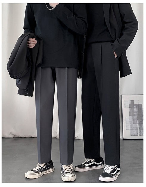 Men’s Relaxed Fit Pleated Stretch Dress Cropped Pants