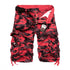 Men's Outdoor Multi-Pocket Cotton Camo Athletic Cargo Shorts