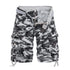 Men's Outdoor Multi-Pocket Cotton Camo Athletic Cargo Shorts