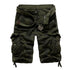 Men's Outdoor Multi-Pocket Cotton Camo Athletic Cargo Shorts
