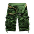 Men's Outdoor Multi-Pocket Cotton Camo Athletic Cargo Shorts