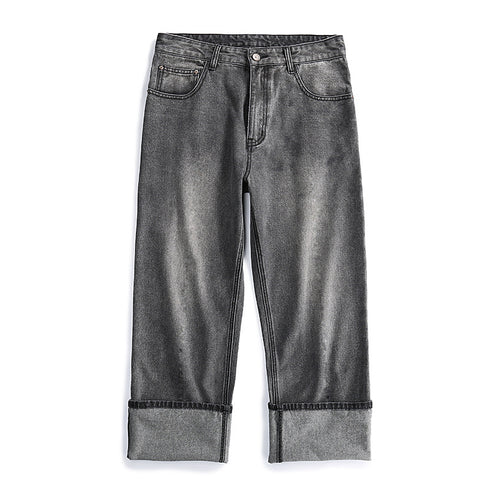 Plus Size Men's Hip Hop Loose-Fitting Straight Leg Denim Jeans
