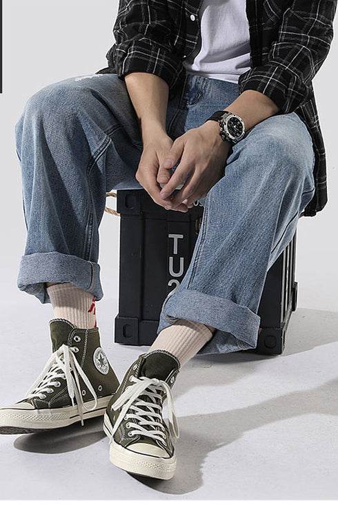 Plus Size Men's Hip Hop Loose-Fitting Straight Leg Denim Jeans