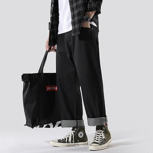 Plus Size Men's Hip Hop Loose-Fitting Straight Leg Denim Jeans