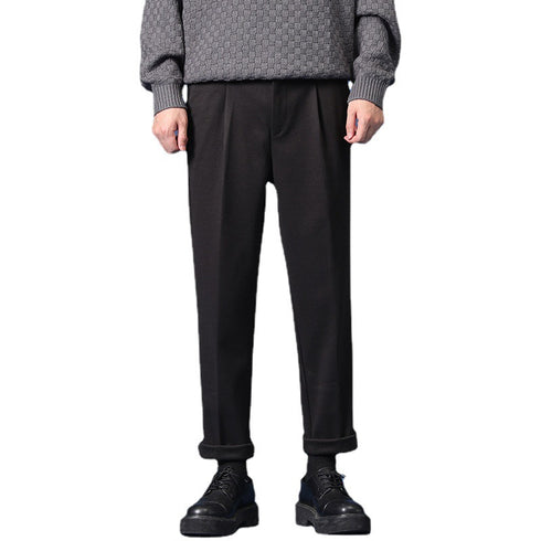 Men's Pleat Front Slim Fit Dress Pants Work Tapered Chino Pants