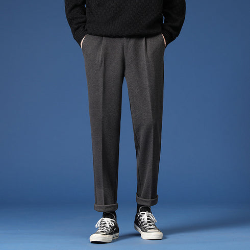 Men's Pleat Front Slim Fit Dress Pants Work Tapered Chino Pants