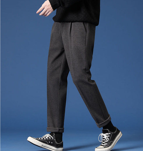 Men's Pleat Front Slim Fit Dress Pants Work Tapered Chino Pants