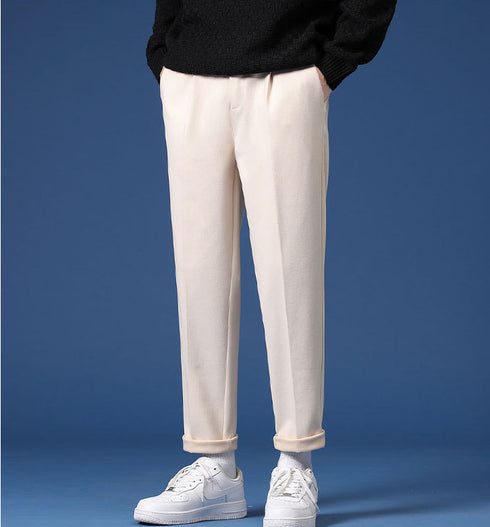 Men's Pleat Front Slim Fit Dress Pants Work Tapered Chino Pants