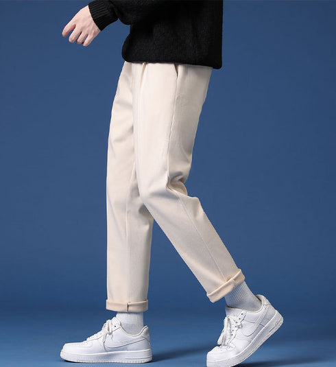 Men's Pleat Front Slim Fit Dress Pants Work Tapered Chino Pants