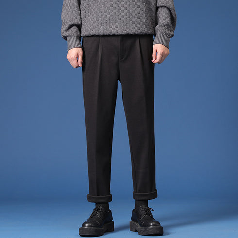 Men's Pleat Front Slim Fit Dress Pants Work Tapered Chino Pants