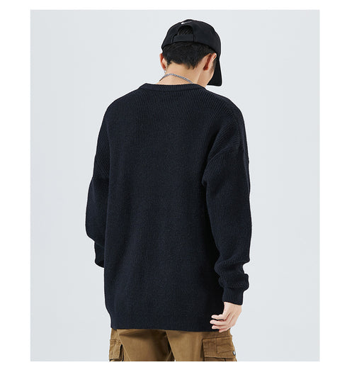 Men's Plus Size Blank Crew Neck Pullover Sweater