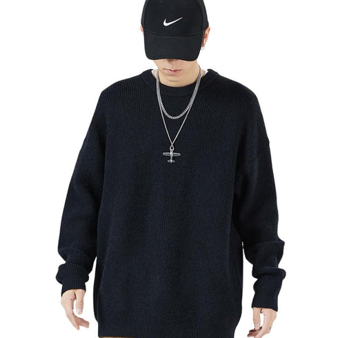 Men's Plus Size Blank Crew Neck Pullover Sweater