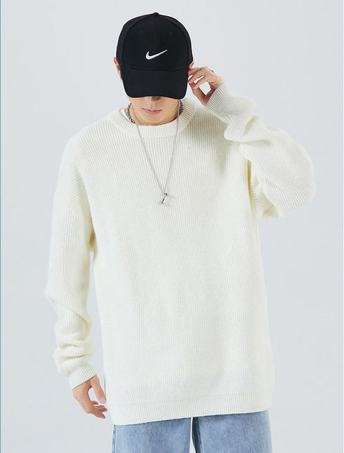 Men's Plus Size Blank Crew Neck Pullover Sweater