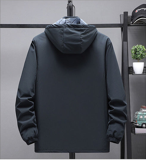 Men's Plus Size Full-Zip Casual Long Sleeve Jacket with Hood