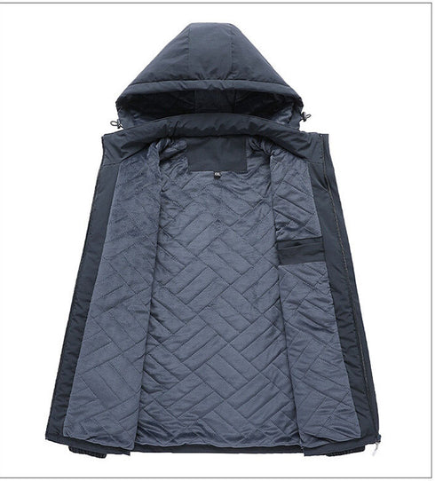 Men's Plus Size Full-Zip Casual Long Sleeve Jacket with Hood