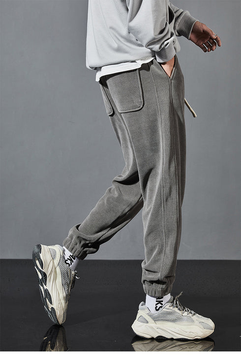 Men's Plus Size Winter Loose Fleece Casual Straight Jogger