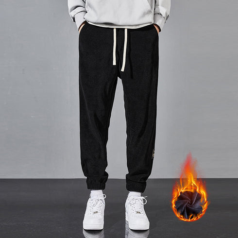 Men's Plus Size Winter Loose Fleece Casual Straight Jogger