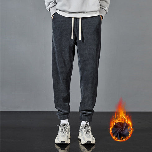 Men's Plus Size Winter Loose Fleece Casual Straight Jogger