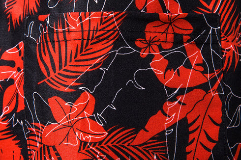 Men's Print Drawstring Waist Beach Shorts with Pockets