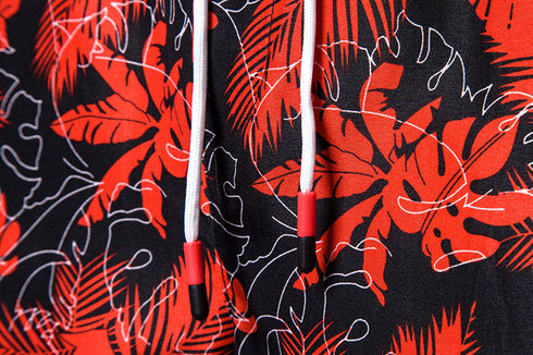 Men's Print Drawstring Waist Beach Shorts with Pockets