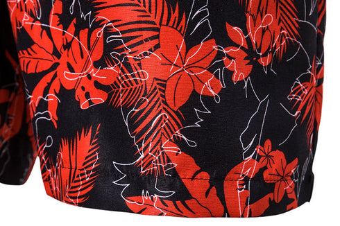 Men's Print Drawstring Waist Beach Shorts with Pockets