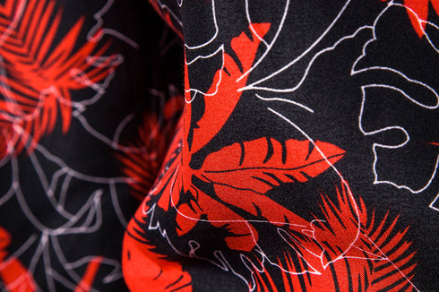 Men's Print Drawstring Waist Beach Shorts with Pockets