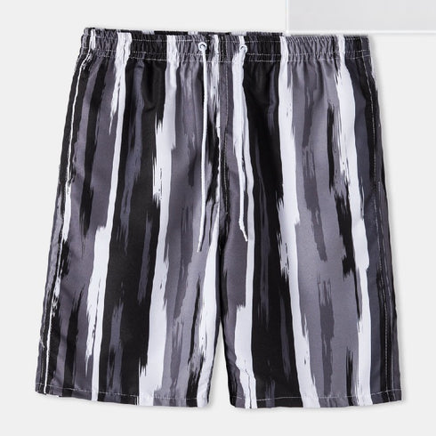 Men's Printed Beach Shorts with Drawstring Elastic Waist