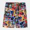 Men's Printed Beach Shorts with Drawstring Elastic Waist