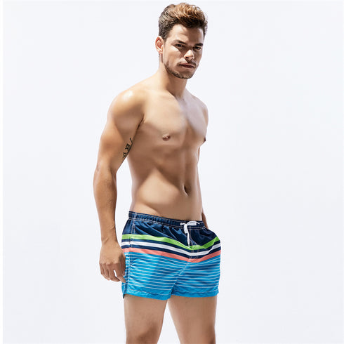 Men's Printed Casual Adjustable Elastic Waist Beach Shorts