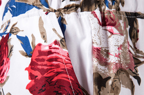 Men's Printed Drawstring Casual Summer Beach Shorts