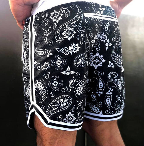 Men's Printed Outdoor Fitness Sport Athletic Mesh Shorts