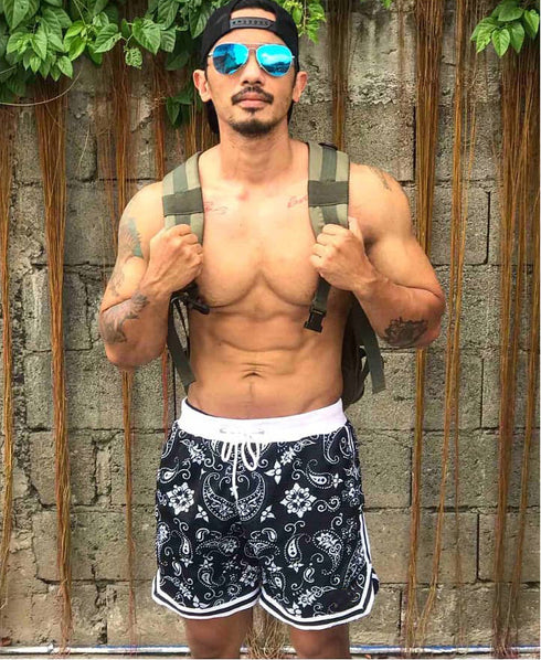 Men's Printed Outdoor Fitness Sport Athletic Mesh Shorts