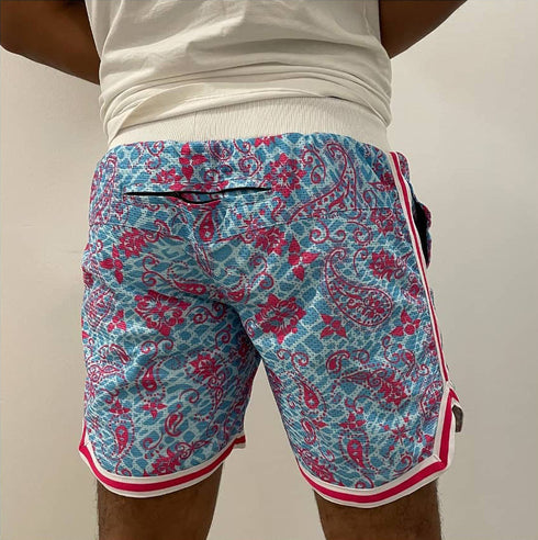 Men's Printed Outdoor Fitness Sport Athletic Mesh Shorts