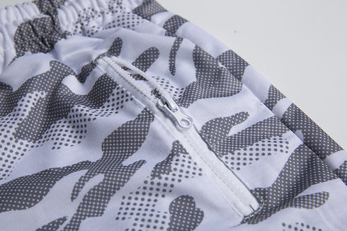 Men's Printed Performance Gym Shorts with Zip Pockets