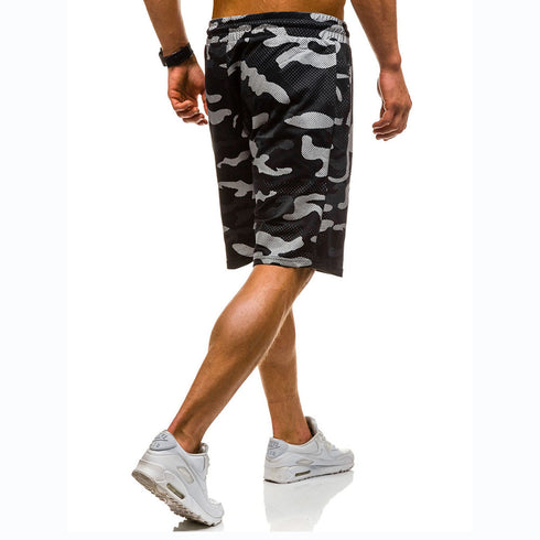 Men's Printed Performance Gym Shorts with Zip Pockets