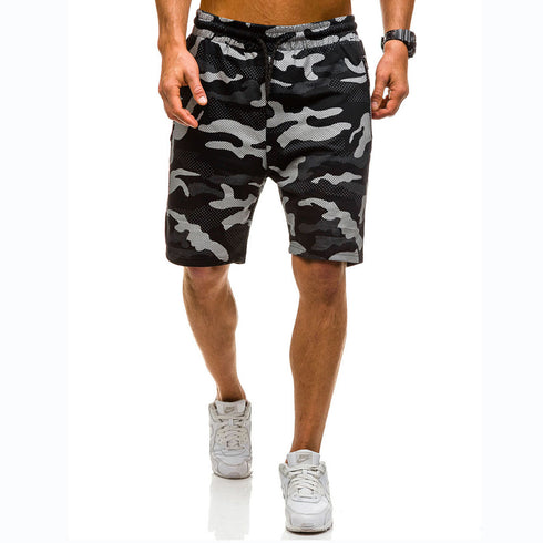 Men's Printed Performance Gym Shorts with Zip Pockets