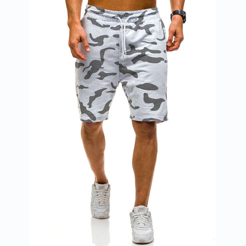 Men's Printed Performance Gym Shorts with Zip Pockets