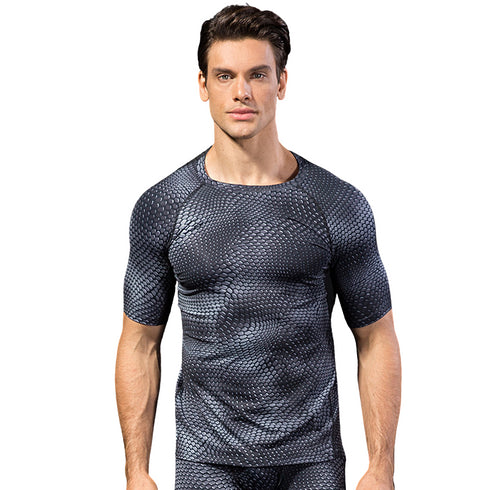 Men's Printing Running Fitness Short Sleeve Skinny T-shirt