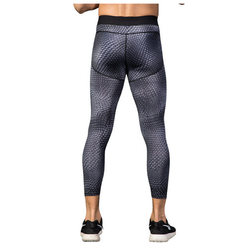 Men's Printing Running Skinny Stretchy Capri Pants