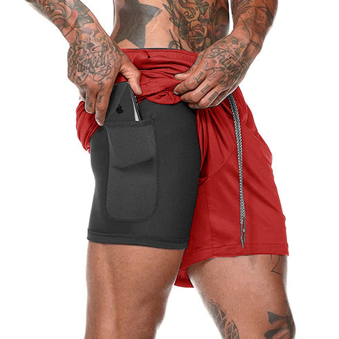 Men’s Quick Dry 2 in 1 Running Shorts with Phone Pockets