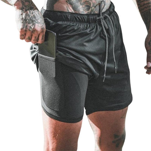 Men’s Quick Dry 2 in 1 Running Shorts with Phone Pockets