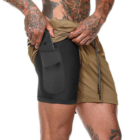 Men’s Quick Dry 2 in 1 Running Shorts with Phone Pockets