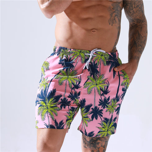 Men's Quick Dry Printed Beach Board Shorts with Mesh Lining